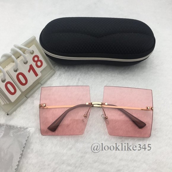 Luxury Rimless Rectangle Slim Rectangle Sunglasses - Picture 1 of 4